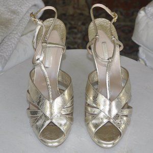 Nicholas Kirkwood Metallic Gold Ankle Strap Heels